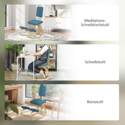 Ergonomická klekačka, tmavě modrá, rám z březového dřeva