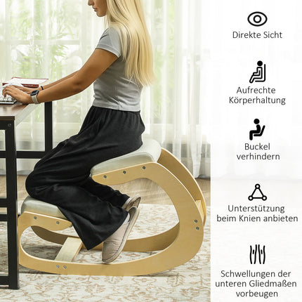 Ergonomická klekačka pro správné držení těla, houpací, krémová