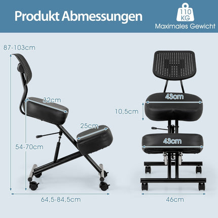 Ergonomická klekačka s nastavitelnou výškou a opěradlem
