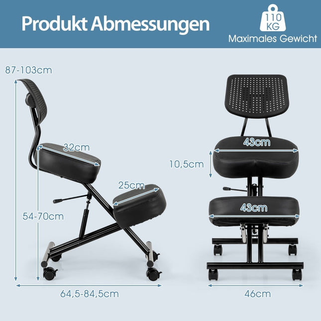 Ergonomická klekačka s nastavitelnou výškou a opěradlem