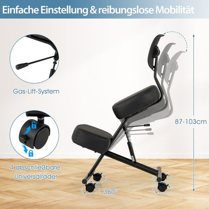 Ergonomická klekačka s nastavitelnou výškou a opěradlem