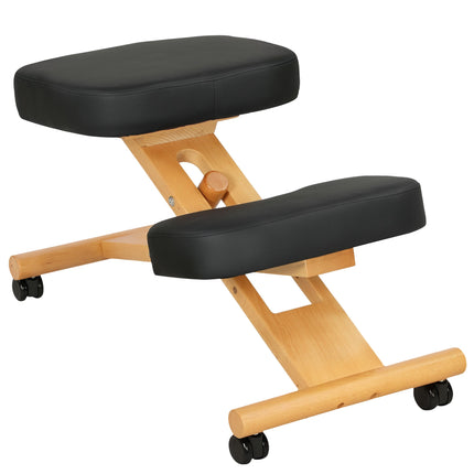 Ergonomic Kneeling Chair with Wheels, Black, Foam Padded