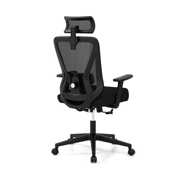 Ergonomická síťovaná kancelářská židle, nastavitelná opěrka hlavy, černá