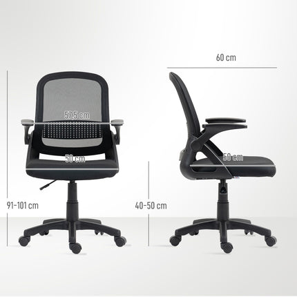 Ergonomická síťovaná kancelářská židle se sklopnými područkami, černá