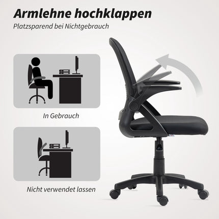 Ergonomická síťovaná kancelářská židle se sklopnými područkami, černá