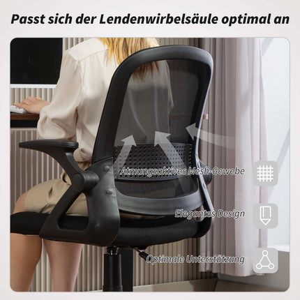 Ergonomická síťovaná kancelářská židle se sklopnými područkami, černá