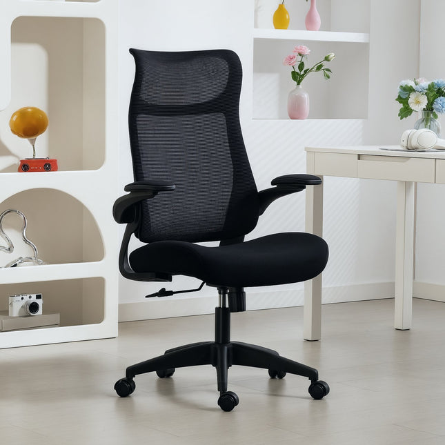 Ergonomická kancelářská židle, 3D područky, síťované opěradlo, černá