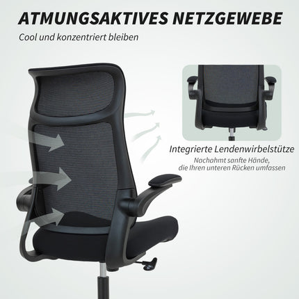 Ergonomická kancelářská židle, 3D područky, síťované opěradlo, černá