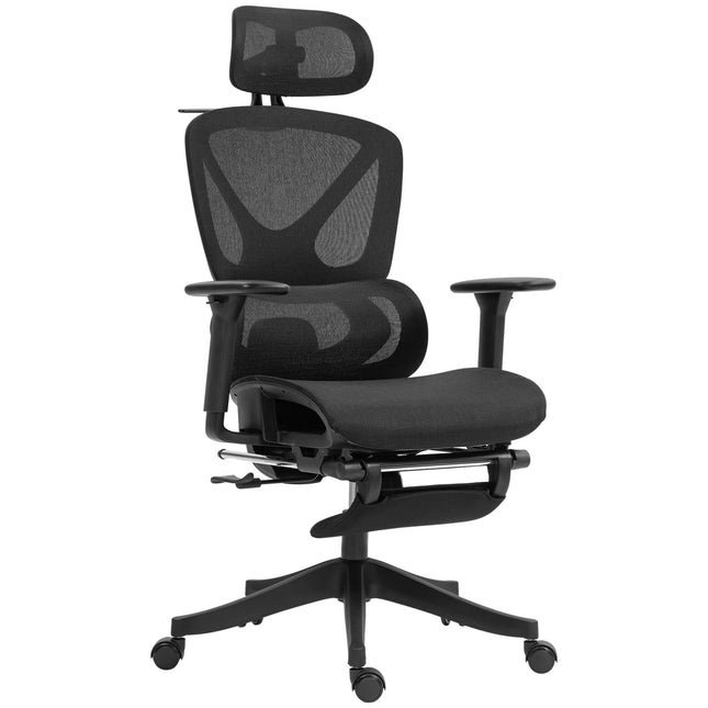 Ergonomická kancelářská židle, nastavitelná, sklopení 135°, černá