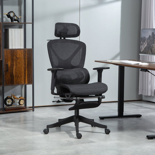 Ergonomická kancelářská židle, nastavitelná, sklopení 135°, černá