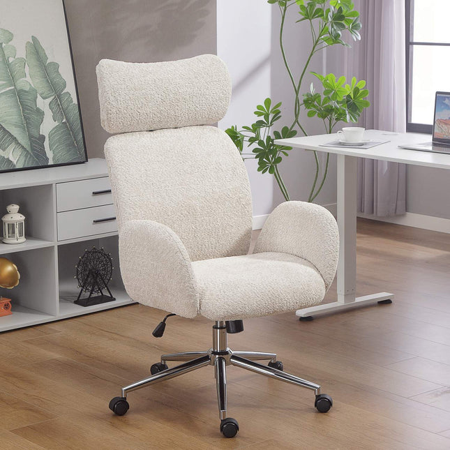Ergonomická kancelářská židle, nastavitelná opěrka hlavy, naklápění, šedo-bílá
