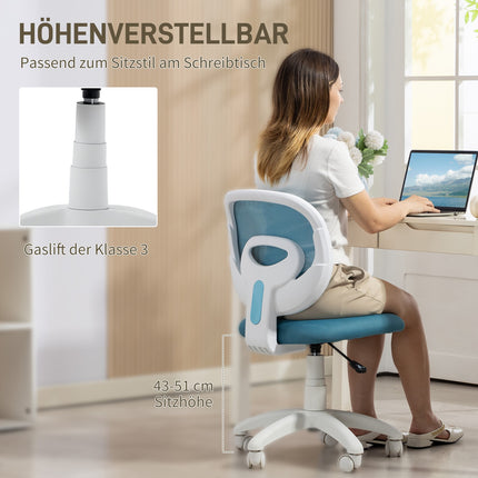 Ergonomická kancelářská židle, nastavitelná výška, modrá síťovina