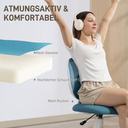 Ergonomická kancelářská židle, nastavitelná výška, modrá síťovina