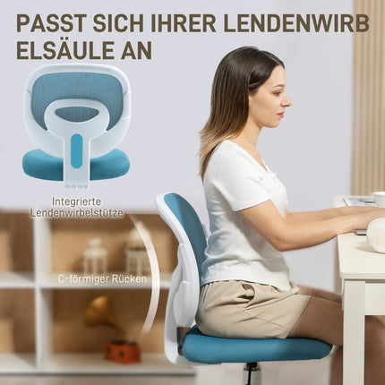 Ergonomická kancelářská židle, nastavitelná výška, modrá síťovina