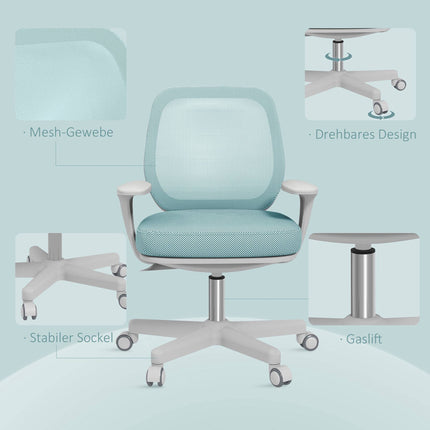 Ergonomická kancelářská židle, nastavitelná výška, zelená, otáčení 360