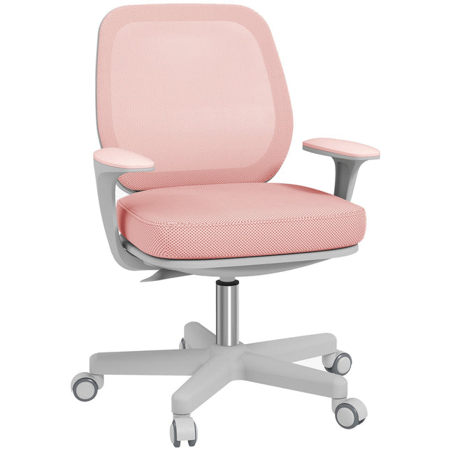Ergonomická kancelářská židle, nastavitelná výška, růžová, otáčení 360°