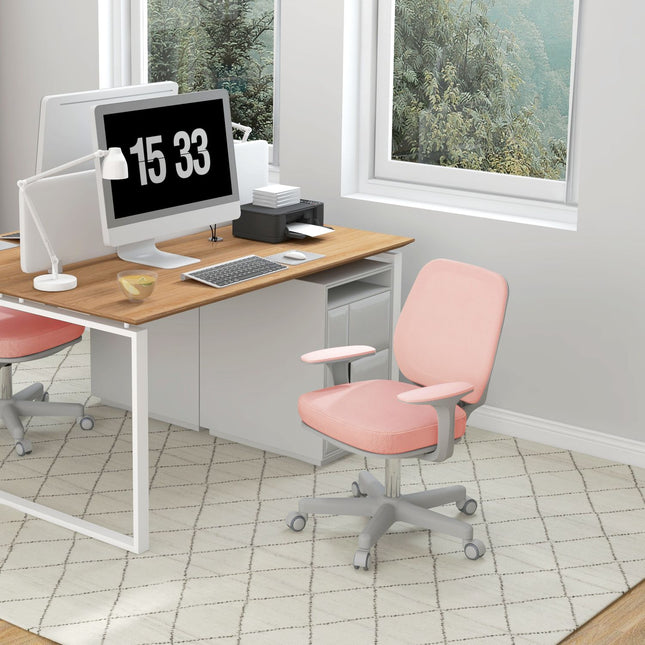 Ergonomická kancelářská židle, nastavitelná výška, růžová, otáčení 360°