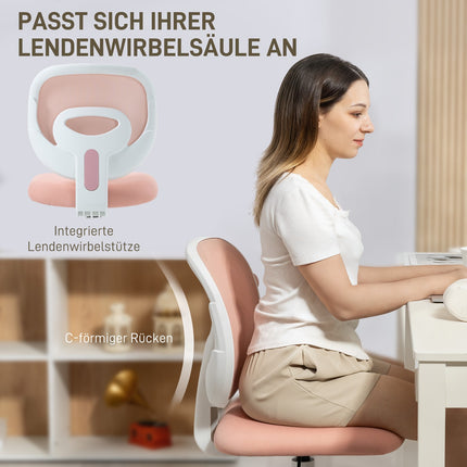 Ergonomická kancelářská židle, nastavitelná výška, růžová