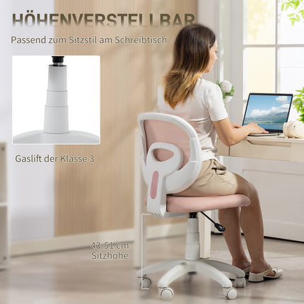 Ergonomická kancelářská židle, nastavitelná výška, růžová