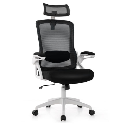 Ergonomická kancelářská židle – nastavitelná bederní opěrka, síťovina, bílá