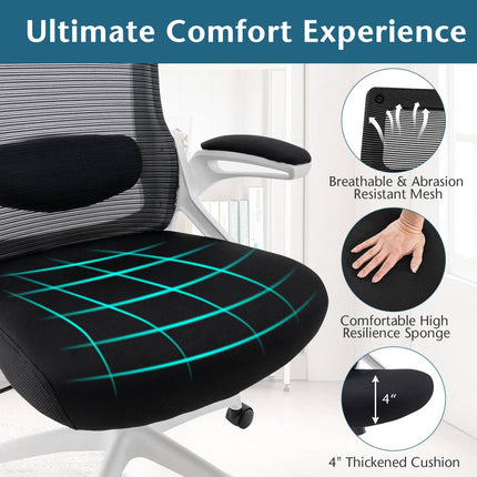 Ergonomická kancelářská židle – nastavitelná bederní opěrka, síťovina, bílá