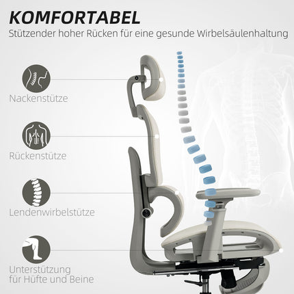 Ergonomická kancelářská židle, nastavitelná síťovina, područky, béžová
