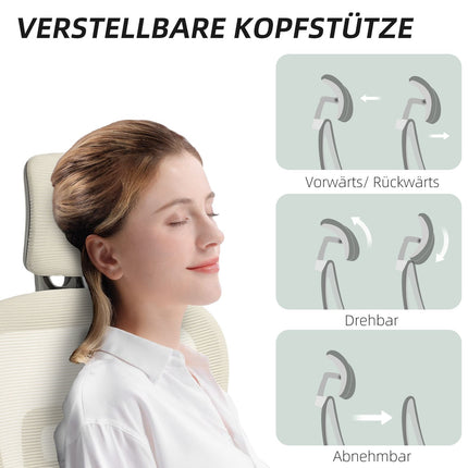 Ergonomická kancelářská židle, nastavitelná síťovina, područky, béžová