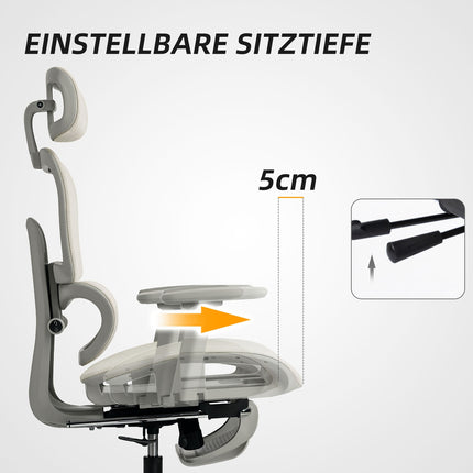 Ergonomická kancelářská židle, nastavitelná síťovina, područky, béžová