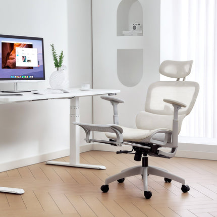 Ergonomická kancelářská židle, nastavitelná síťovina, područky, béžová
