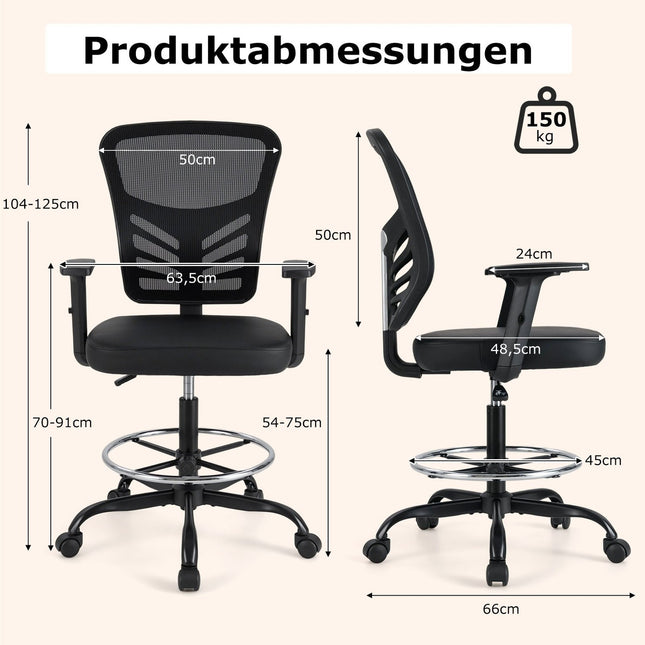 Ergonomická kancelářská židle, nastavitelná výška sedáku 54-75 cm
