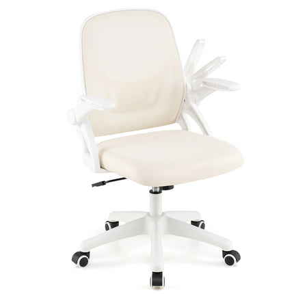 Ergonomická kancelářská židle, béžová, sklopné područky, bederní opěrka