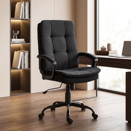 Ergonomic Office Chair, Black Fabric, Adjustable Height, Padded