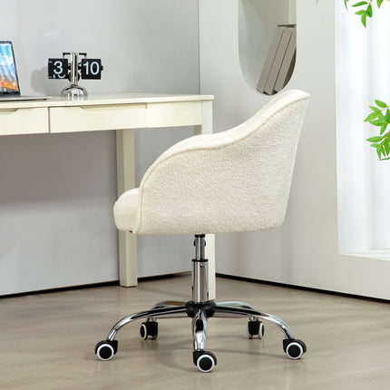 Ergonomická kancelářská židle, krémově bílý teddy fleece, nastavitelná výška