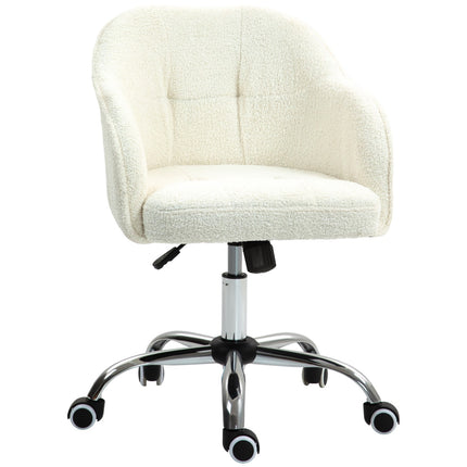 Ergonomická kancelářská židle, krémově bílý teddy fleece, nastavitelná výška
