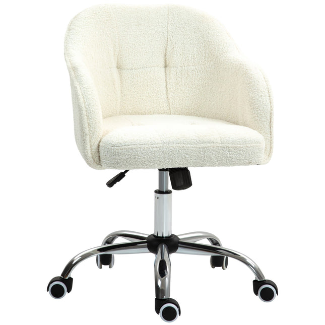 Ergonomická kancelářská židle, krémově bílý teddy fleece, nastavitelná výška