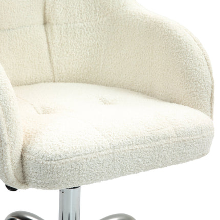 Ergonomická kancelářská židle, krémově bílý teddy fleece, nastavitelná výška
