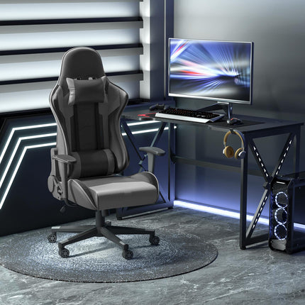 Ergonomická otočná herní židle, černá umělá kůže