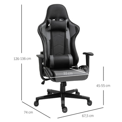 Ergonomická otočná herní židle, černá umělá kůže