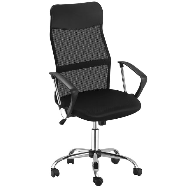 Ergonomická černá otočná herní židle, síťovina a pěna, nastavitelná výška