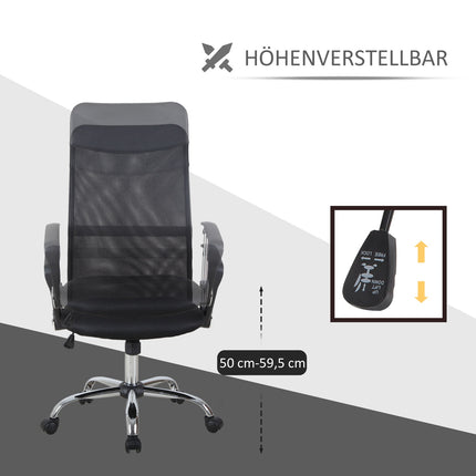 Ergonomická černá otočná herní židle, síťovina a pěna, nastavitelná výška