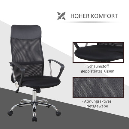 Ergonomická černá otočná herní židle, síťovina a pěna, nastavitelná výška