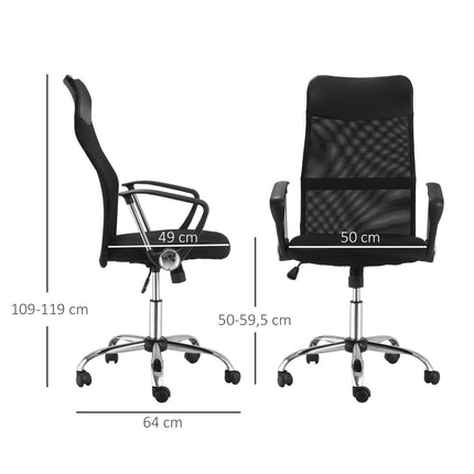 Ergonomická černá otočná herní židle, síťovina a pěna, nastavitelná výška