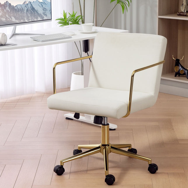 Ergonomická kancelářská židle, zlaté detaily, látka se vzhledem sametu