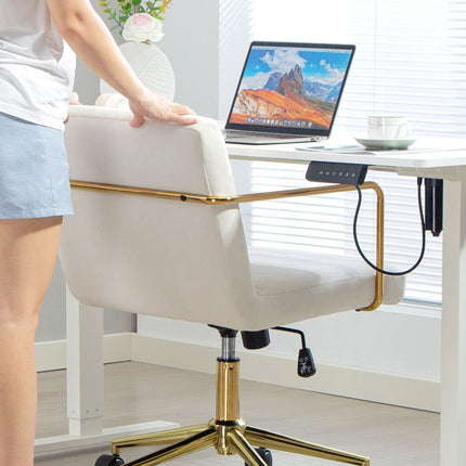 Ergonomická kancelářská židle, zlaté detaily, látka se vzhledem sametu