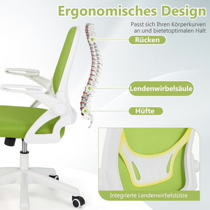 Ergonomická kancelářská židle, zelená, sklopné područky, bederní opěrka