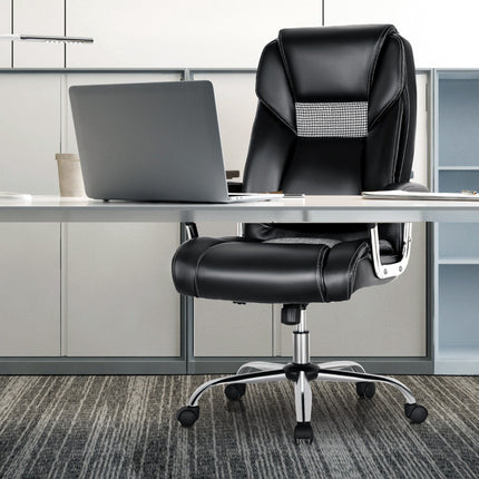 Ergonomická kancelářská židle – vysoké opěradlo, polstrované područky, otočná, černá