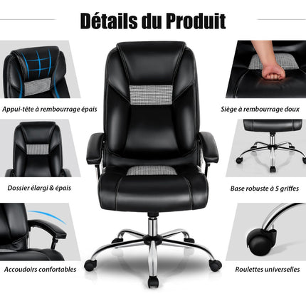 Ergonomická kancelářská židle – vysoké opěradlo, polstrované područky, otočná, černá
