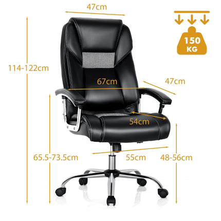 Ergonomická kancelářská židle – vysoké opěradlo, polstrované područky, otočná, černá