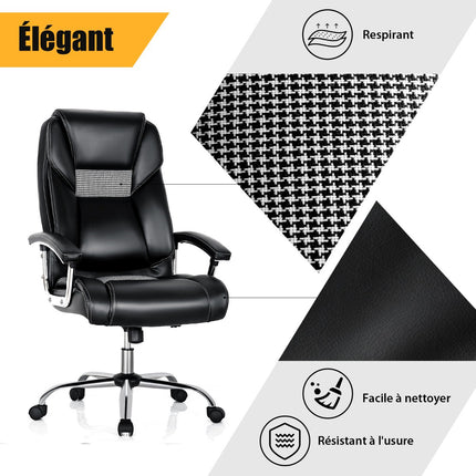 Ergonomická kancelářská židle – vysoké opěradlo, polstrované područky, otočná, černá