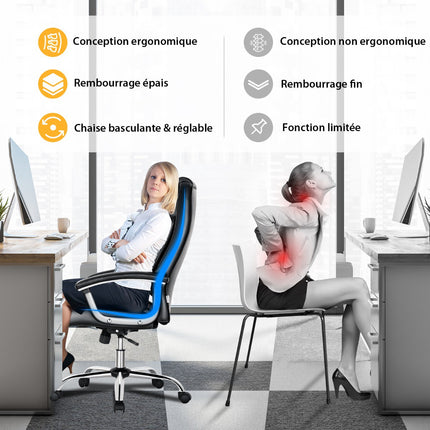 Ergonomická kancelářská židle – vysoké opěradlo, polstrované područky, otočná, černá
